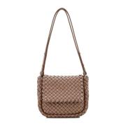 Kleine schoudertas in Taupe Grey-Gold Bottega Veneta , Brown , Dames