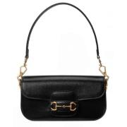 Zwarte Horsebit Schoudertas met Gouden Hardware Gucci , Black , Dames