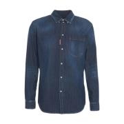 Blauwe Denim Relax Dan Shirt Dsquared2 , Blue , Heren