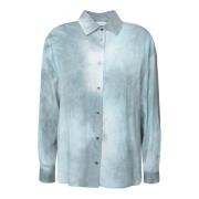 Gemarmerd Langarm Knoopshirt IRO , Blue , Dames