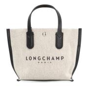 Canvas handtas met leren details Longchamp , Beige , Dames