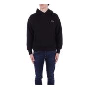 Zwarte Hoodie met Rits Barrow , Black , Heren