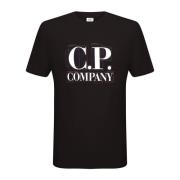 Grafisch Logo T-shirt met Ronde Hals C.p. Company , Black , Heren