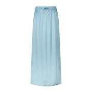 Satin A-Lijn Rok met Split Herno , Blue , Dames