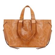 Leren Tote Tas met Stoffen Handvatten Isabel Marant , Brown , Dames