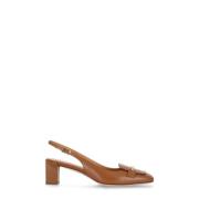 Bruine leren slingback met metalen detail Tod's , Brown , Dames