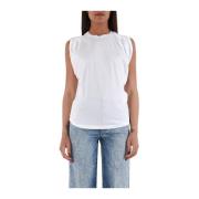 T-shirt in vloeiend jersey met gewatteerde bandjes Dondup , White , Da...