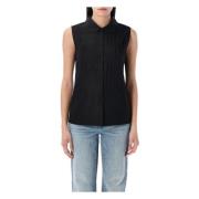 Zwarte mouwloze Peter Pan kraag shirt A.p.c. , Black , Dames