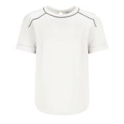 Wit Katoenen T-shirt met Messing Details Brunello Cucinelli , White , ...