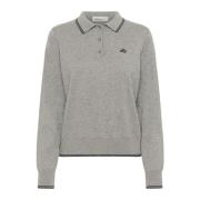 Sportieve Polo Gebreid met Geborduurd Detail Karen by Simonsen , Gray ...