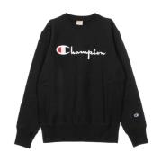 Zwarte Crewneck Sweatshirt met Groot Logo Champion , Black , Heren