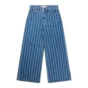 Elegante Gestreepte High-Waist Wijde Pijpen Jeans Munthe , Blue , Dame...