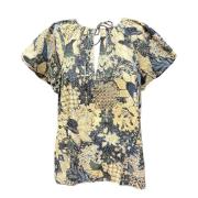 Issa V-hals Top Korte Mouw Ulla Johnson , Multicolor , Dames