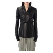 Zwarte Lam Leren Omslag Buitenkleding Rick Owens , Black , Dames