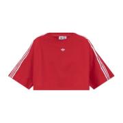 Korte T-shirt met logo Adidas Originals , Red , Dames