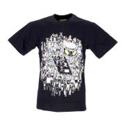 Basketbalspel Tee met Smiley Print Market , Black , Heren