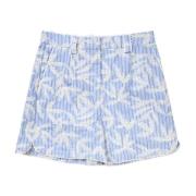 Gestreepte katoenen shorts met elegant borduurwerk Munthe , Blue , Dam...