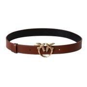 Love Birds Monogram Leren Riem Pinko , Brown , Dames