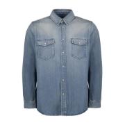 Denim Overhemd Klassiek Lange Mouw Blauw Saint Laurent , Blue , Heren