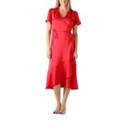 Elegante Rode Midi Jurk Notre-v , Red , Dames