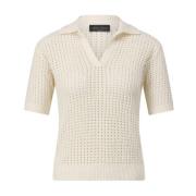 Klassieke Poloshirt met Gebreid Patroon Roberto Collina , Beige , Dame...