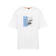 Katoenen Ronde Hals T-shirt Wit Hugo Boss , White , Heren