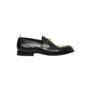 Zwarte Leren Loafers Stijlvolle Gespsluiting Green George , Black , He...