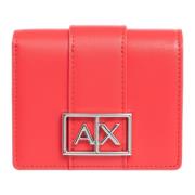 Portemonnee met knoopsluiting en logo Armani Exchange , Red , Dames