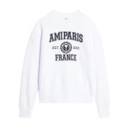 Witte katoenen crewneck sweater Ami Paris , White , Heren