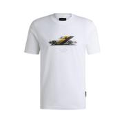 Heren T-shirt met Porsche Print Hugo Boss , White , Heren