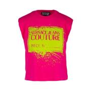 Mouwloze Bedrukte Top Versace Jeans Couture , Pink , Dames