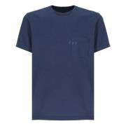 Blauw Crewneck T-shirt met Borstzak Fay , Blue , Heren