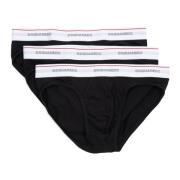 Effen Briefs 3 Pack Elastische Taille Dsquared2 , Black , Heren