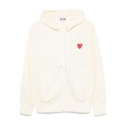 Crème Logo Hoodie met Rits Comme des Garçons , Beige , Heren