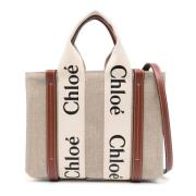 Beige Linnen Handtas met Afneembare Band Chloé , Beige , Dames