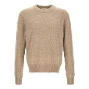 Beige Ribtrui met Cashmere Mix Ami Paris , Beige , Heren