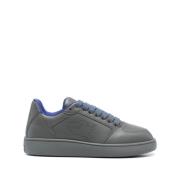 Grijze Leren Sneakers met Blauw Interieur Burberry , Gray , Heren