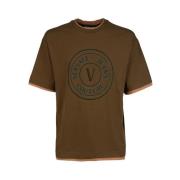 Lange Mouwen Ronde Hals T-Shirt met Decoratieve Print Versace Jeans Co...