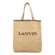 Zwarte Rafia Tote Handtas Lanvin , Beige , Dames