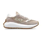 Sneakers met logo Emporio Armani EA7 , Beige , Dames