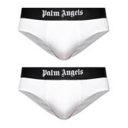 Twee-pack slips met logo Palm Angels , White , Heren