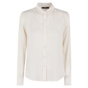 Zijden Crepe Effen Kleur Shirt Seventy , White , Dames