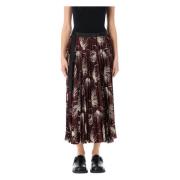 Bourgondische Gedrukte Geplooide Midi Rok Sacai , Multicolor , Dames