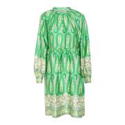 Groene Paisley Border Jurk Cream , Multicolor , Dames