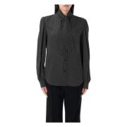 Zijden Blouse met Lavallière-strik Polka Dot Saint Laurent , Black , D...