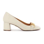 Roomwit gelakte pumps met metalen versiering Kazar , Beige , Dames