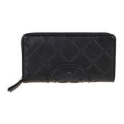 Zwarte Gewatteerde Portemonnee met Ritssluiting Tory Burch , Black , D...