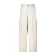 Wijde Broek met Subtiel Logo Borduursel Closed , Beige , Dames