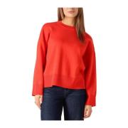 Rode Gebreide Trui O-Hals Stijlvol Object , Red , Dames