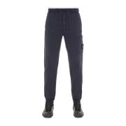 Navy Blue Sweatpants met Logo Borduursel Stone Island , Blue , Heren